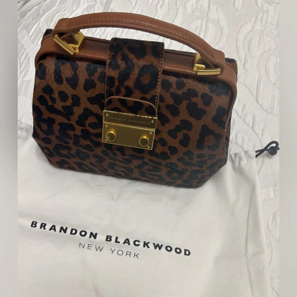 Like New Brandon Blackwood Elizabeth Leopard Calf Hair Doctor Satchel Bag - Picture 2 of 8